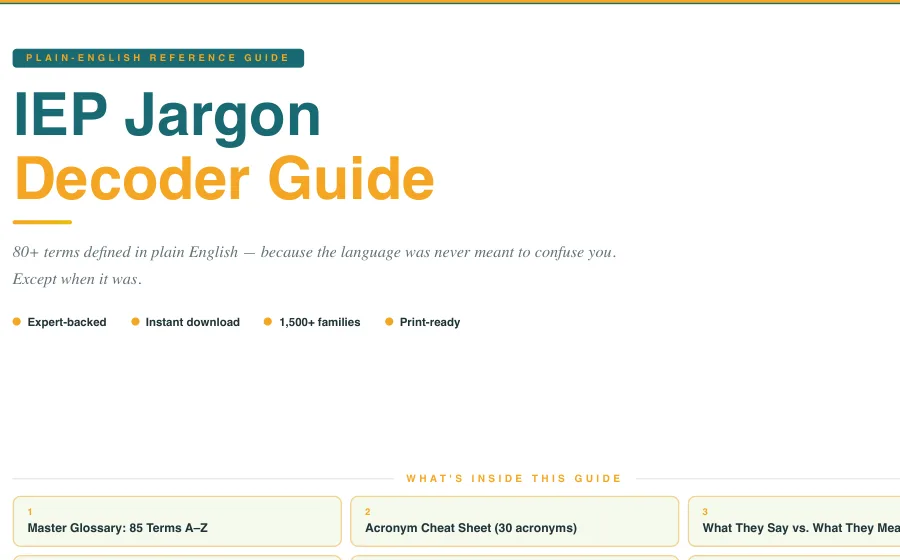 Preview of the IEP Jargon Decoder Guide included in the IEP Momentum resource library.